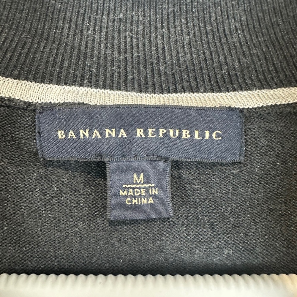 Banana Republic Men's Zip Front Sweater Jacket Cardigan Size M Gray Black silk - Picture 2 of 6